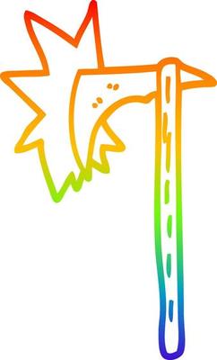rainbow gradient line drawing cartoon viking axe