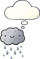 cute cartoon cloud and thought bubble in smooth gradient style vector