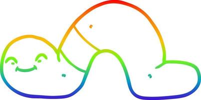 rainbow gradient line drawing cartoon worm vector