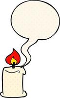 cartoon candle and speech bubble in comic book style vector