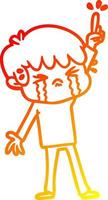 warm gradient line drawing cartoon boy crying vector