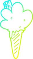 cold gradient line drawing cartoon ice cream cone vector