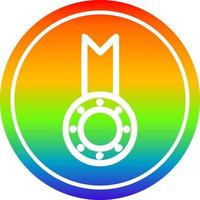 medalla de premio circular en el espectro del arco iris vector