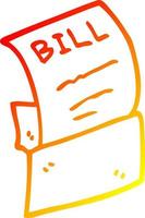 warm gradient line drawing cartoon bill in envelope vector