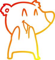 warm gradient line drawing laughing polar bear cartoon vector