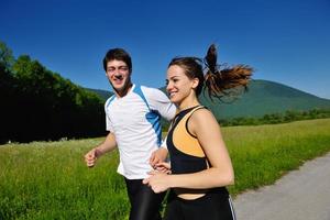 Young couple jogging photo