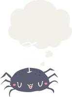 cartoon spider and thought bubble in retro style vector