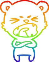 rainbow gradient line drawing angry cartoon bear shouting vector