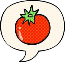 cartoon tomato and speech bubble in comic book style vector