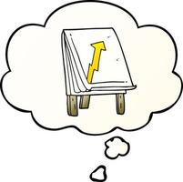 cartoon business chart with arrow and thought bubble in smooth gradient style vector