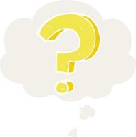 cartoon question mark and thought bubble in retro style vector