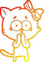 warm gradient line drawing cartoon cat vector