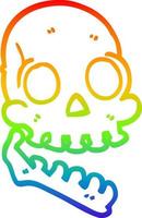 rainbow gradient line drawing cartoon happy skull vector