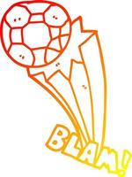 warm gradient line drawing cartoon kicked soccer ball vector