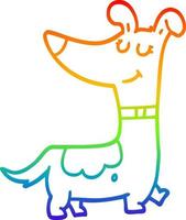 rainbow gradient line drawing cartoon dog vector