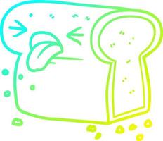cold gradient line drawing cartoon disgusted loaf of bread vector