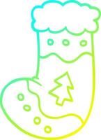 calcetín de navidad de dibujos animados de dibujo de línea de gradiente frío vector