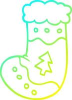 cold gradient line drawing cartoon christmas stocking vector