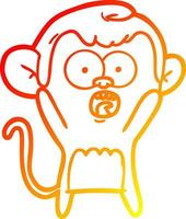 warm gradient line drawing cartoon shocked monkey vector