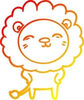 warm gradient line drawing cartoon lion vector