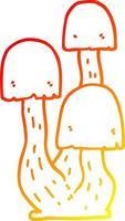 warm gradient line drawing cartoon mushroom vector