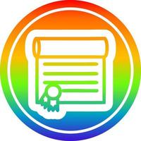 certificado de diploma en el espectro del arco iris vector