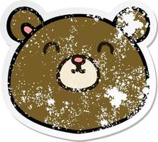 distressed sticker of a quirky hand drawn cartoon bear vector