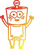 warm gradient line drawing happy cartoon robot waving hello vector