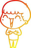warm gradient line drawing cartoon happy man vector