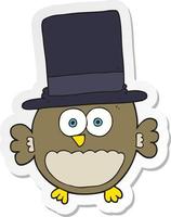 sticker of a cartoon owl in top hat vector