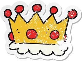 retro distressed sticker of a cartoon crown vector
