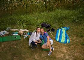 Couple in love enjoying picnic time photo
