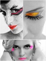 collage de fotos de una mujer hermosa con maquillaje de lujo
