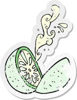 retro distressed sticker of a cartoon melon vector