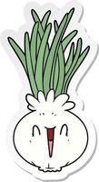 sticker of a cartoon onion vector