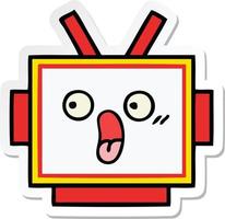 sticker of a cute cartoon robot head vector