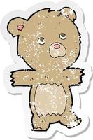 retro distressed sticker of a cartoon cute teddy bear vector