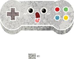 retro illustration style cartoon game controller vector