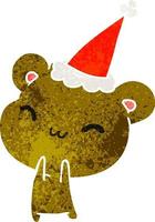 christmas retro cartoon of kawaii bear vector