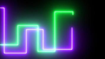 graphique lumineux coloré au néon lumineux, courbes laser lumineuses au néon ultraviolet qui coule, arrière-plan abstrait ondulé coloré en bleu et rose, arrière-plan coloré au néon video