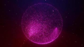 noyau d'étoile d'arrière-plan de mouvement avec particules, animation en boucle d'étoile à neutrons, particules d'explosion de feu, sphère abstraite colorée sur fond noir, sphère ondulante abstraite faite de particules, d'énergie ou de boule de plasma video