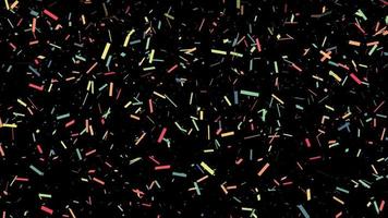 Animation von explodierendem Konfetti, Konfetti auf schwarzem Hintergrund, mehrfarbiges Konfetti, übertragener fallender Konfetti-Feierhintergrund, Konfetti, das über schwarzen Hintergrund fällt video