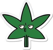 sticker of a cute cartoon marijuana leaf vector