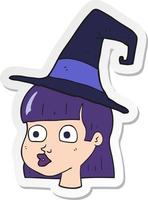 sticker of a cartoon witch vector