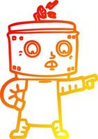 warm gradient line drawing cartoon robot pointing vector