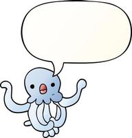 cartoon jellyfish and speech bubble in smooth gradient style vector