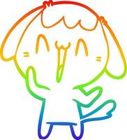 rainbow gradient line drawing cute cartoon dog vector