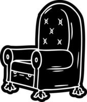 cartoon icon drawing of a blue arm chair vector