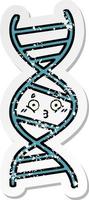 distressed sticker of a cute cartoon DNA strand vector