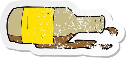 retro distressed sticker of a cartoon spilled beer vector